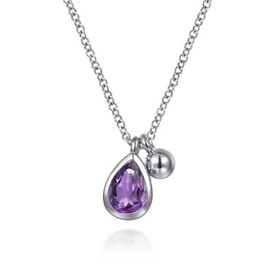 SS Pear Amethyst Necklace