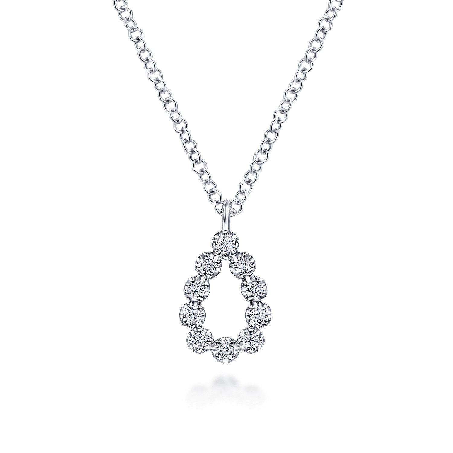 14KW Diamond Teardrop Pendant Necklace