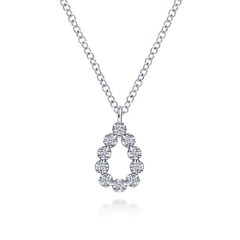 14KW Diamond Teardrop Pendant Necklace
