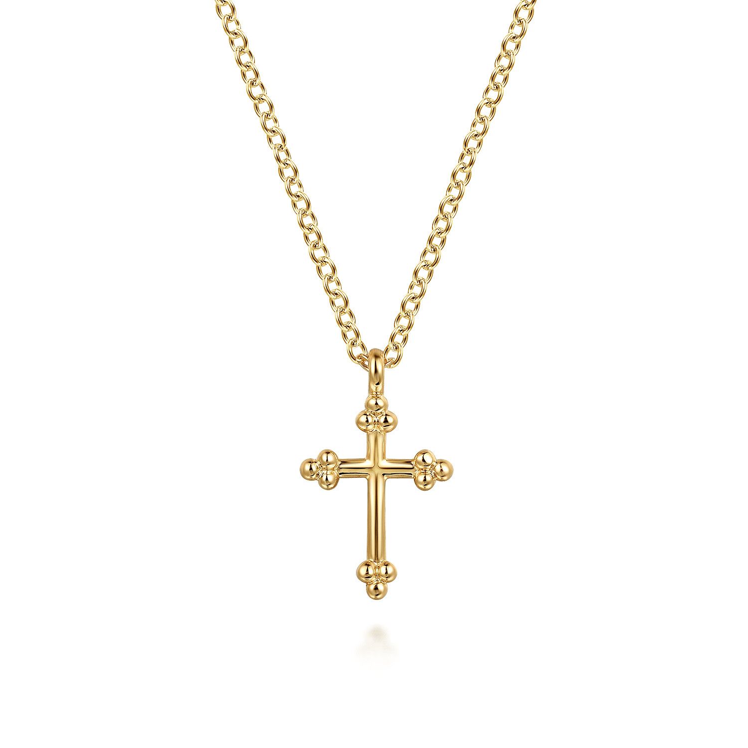 14KY 12mm Cross Necklace