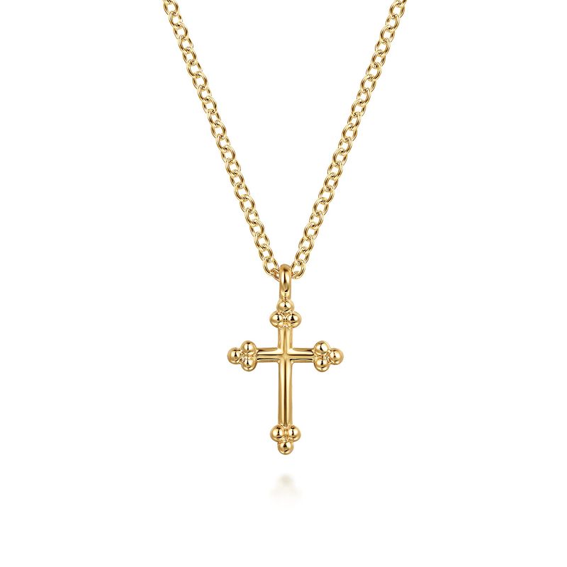 14KY 12mm Cross Necklace