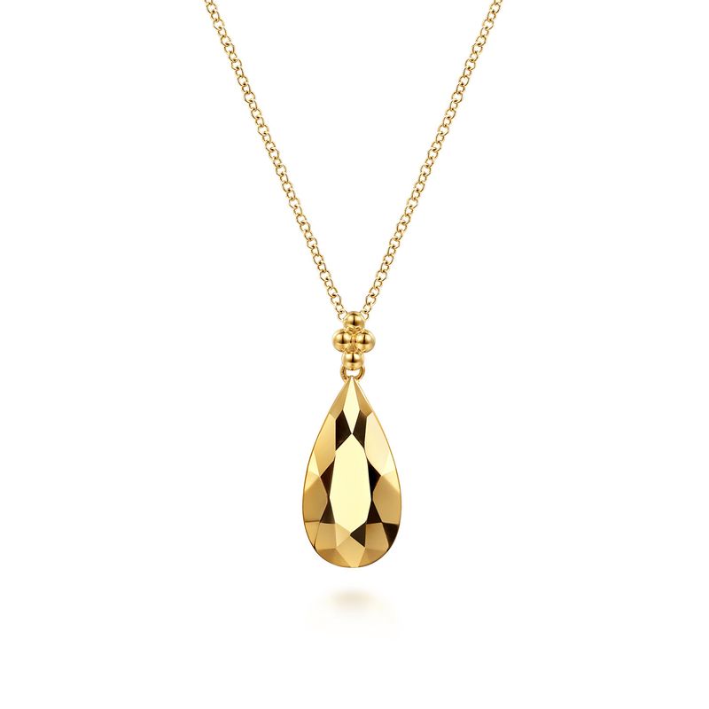 14KY Bujukan Teardrop Texture Pendant Necklace