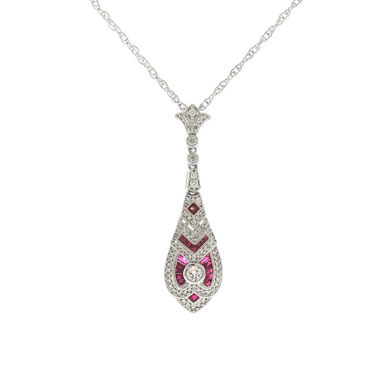 Diamond &amp; Ruby Pendant (Chain sold separately)