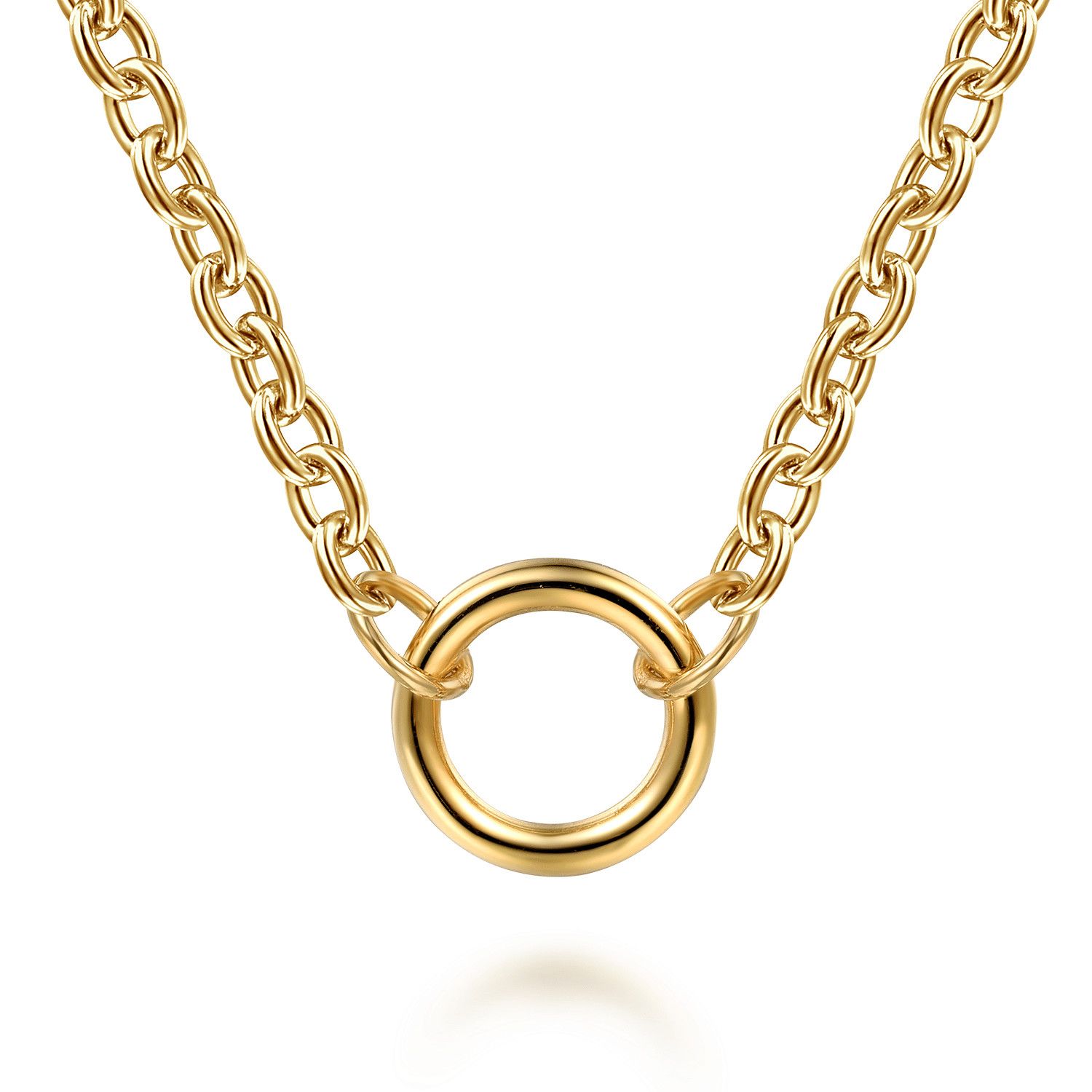 14KY 17.5" Single Circle Station Necklace