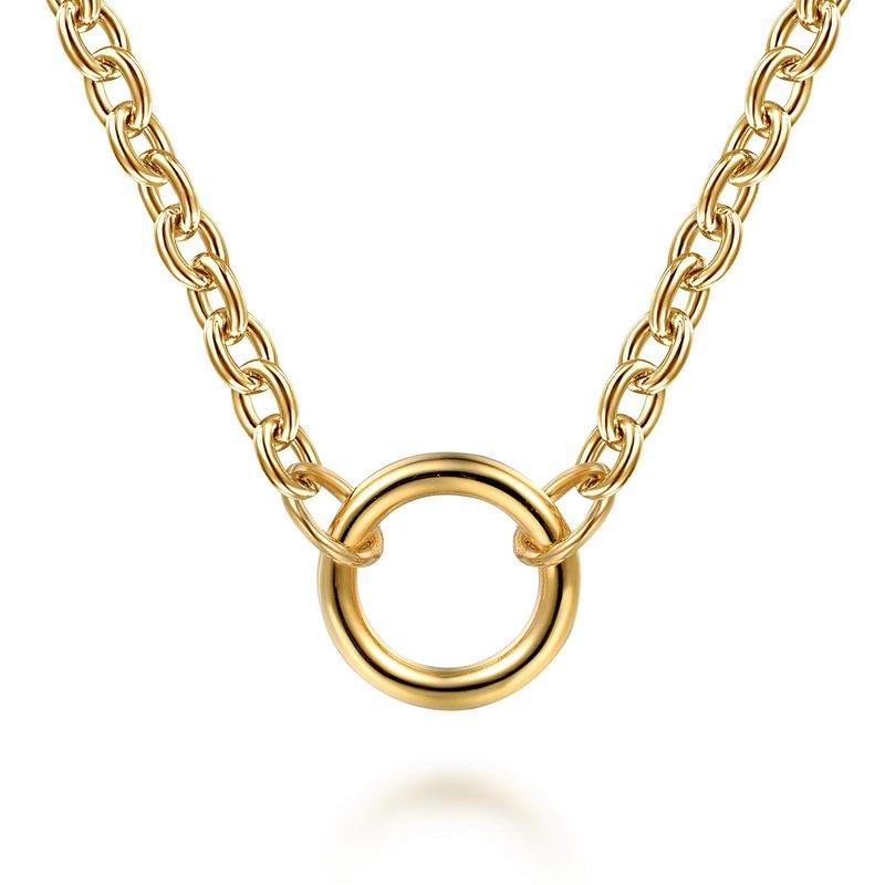 14KY 17.5" Single Circle Station Necklace