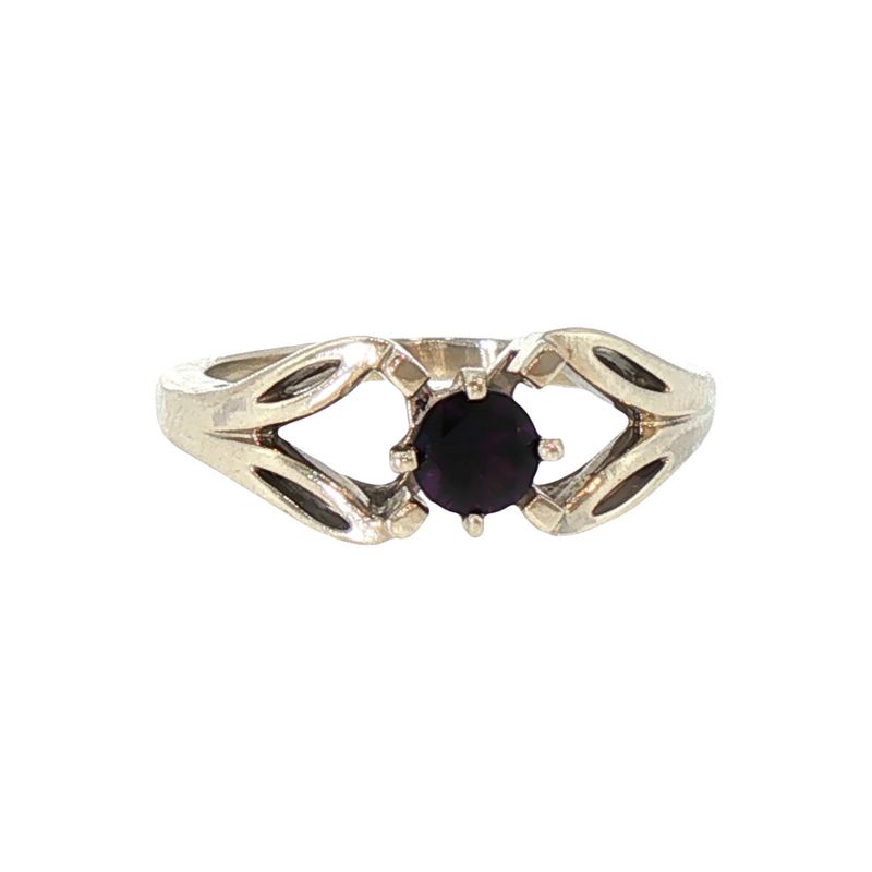 14KW Split Shank Amethyst Solitaire Ring