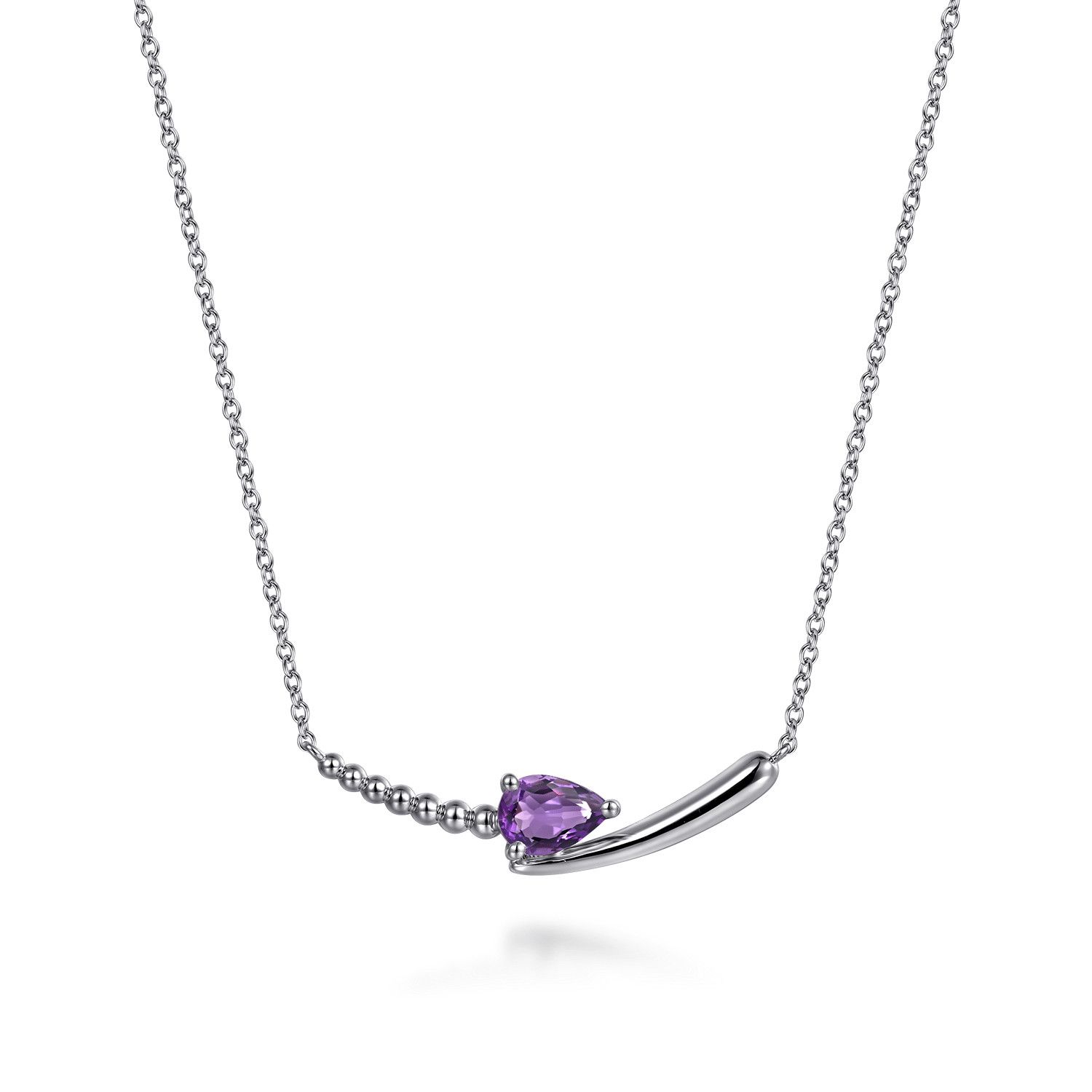 SS Bujukan and Amethyst Bypass Bar Necklace