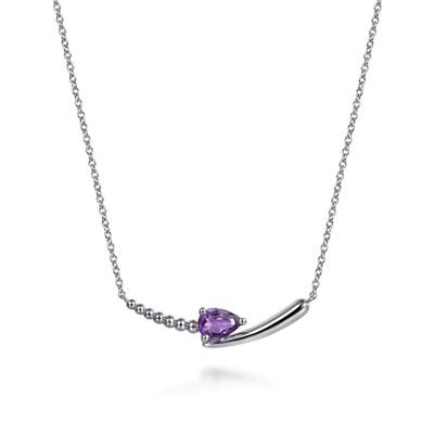 SS Bujukan and Amethyst Bypass Bar Necklace