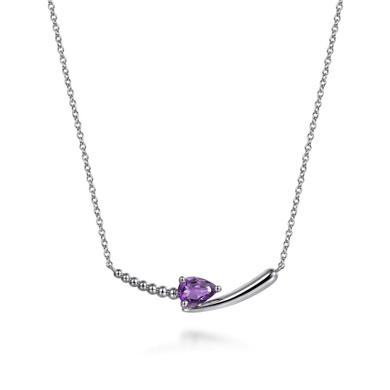 SS Bujukan and Amethyst Bypass Bar Necklace