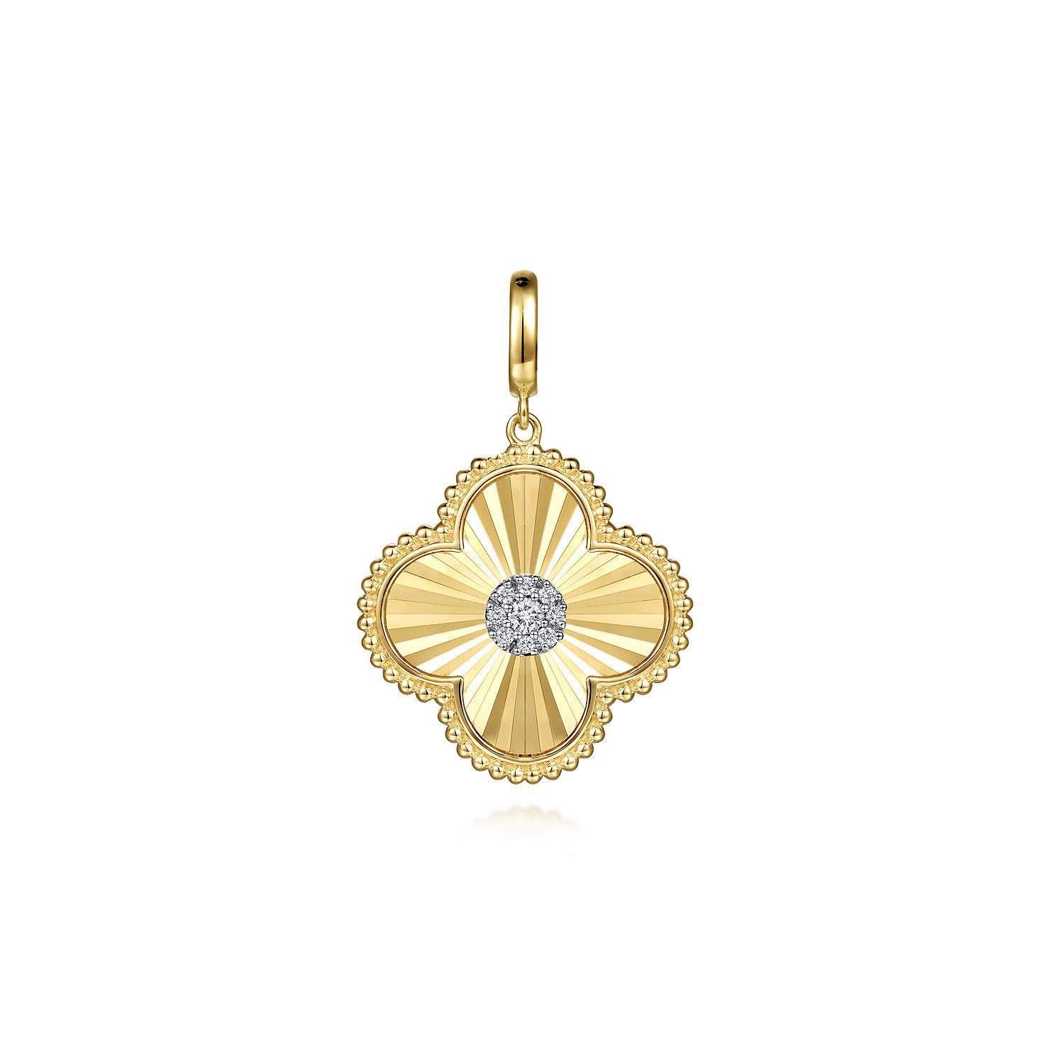 14KY Bujukan and Diamond Clover Medallion Pendant w/ Bail