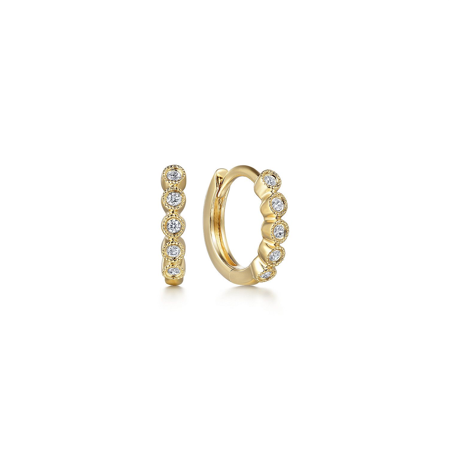 Baby Bezel Diamond Huggies