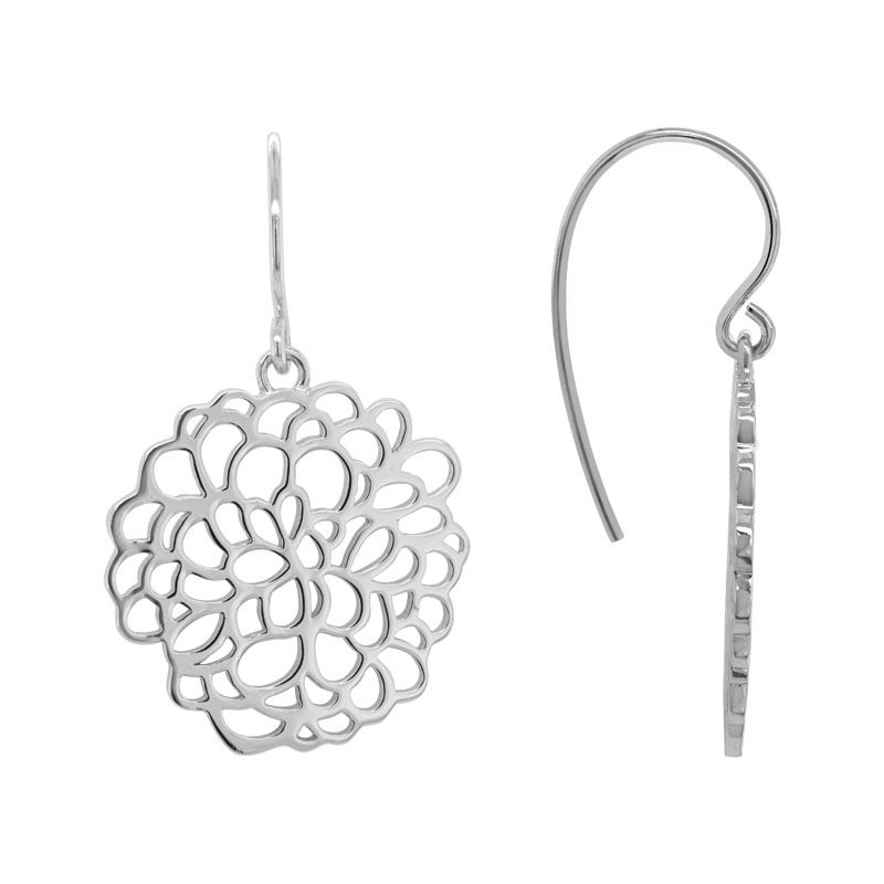 SS Flower Design Dangle Earrings
