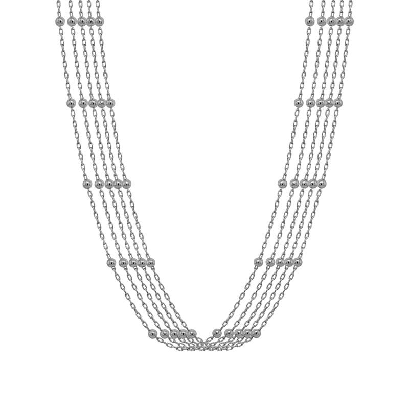 SS 5-Strand Station Beads 16-18" Necklace