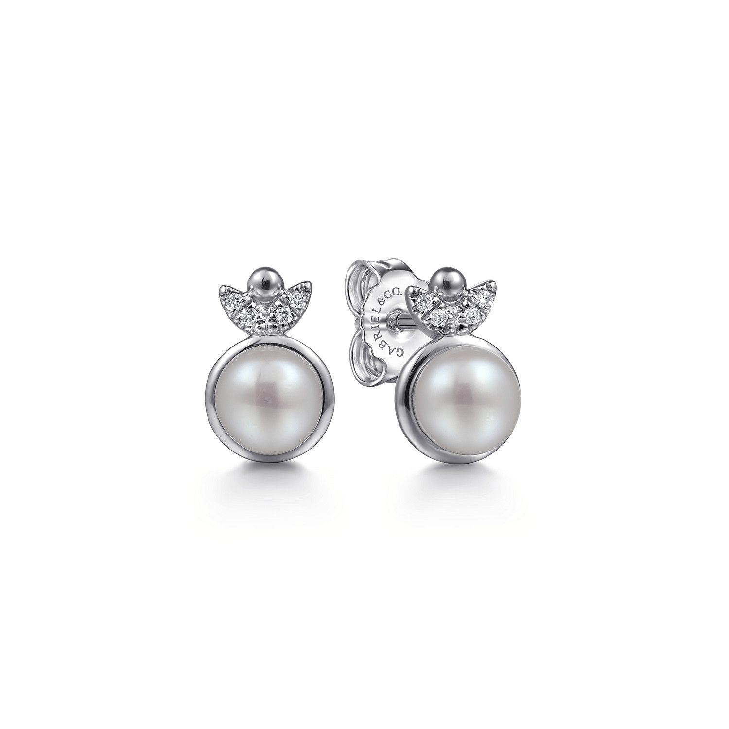 Diamond and Pearl Stud Earrings