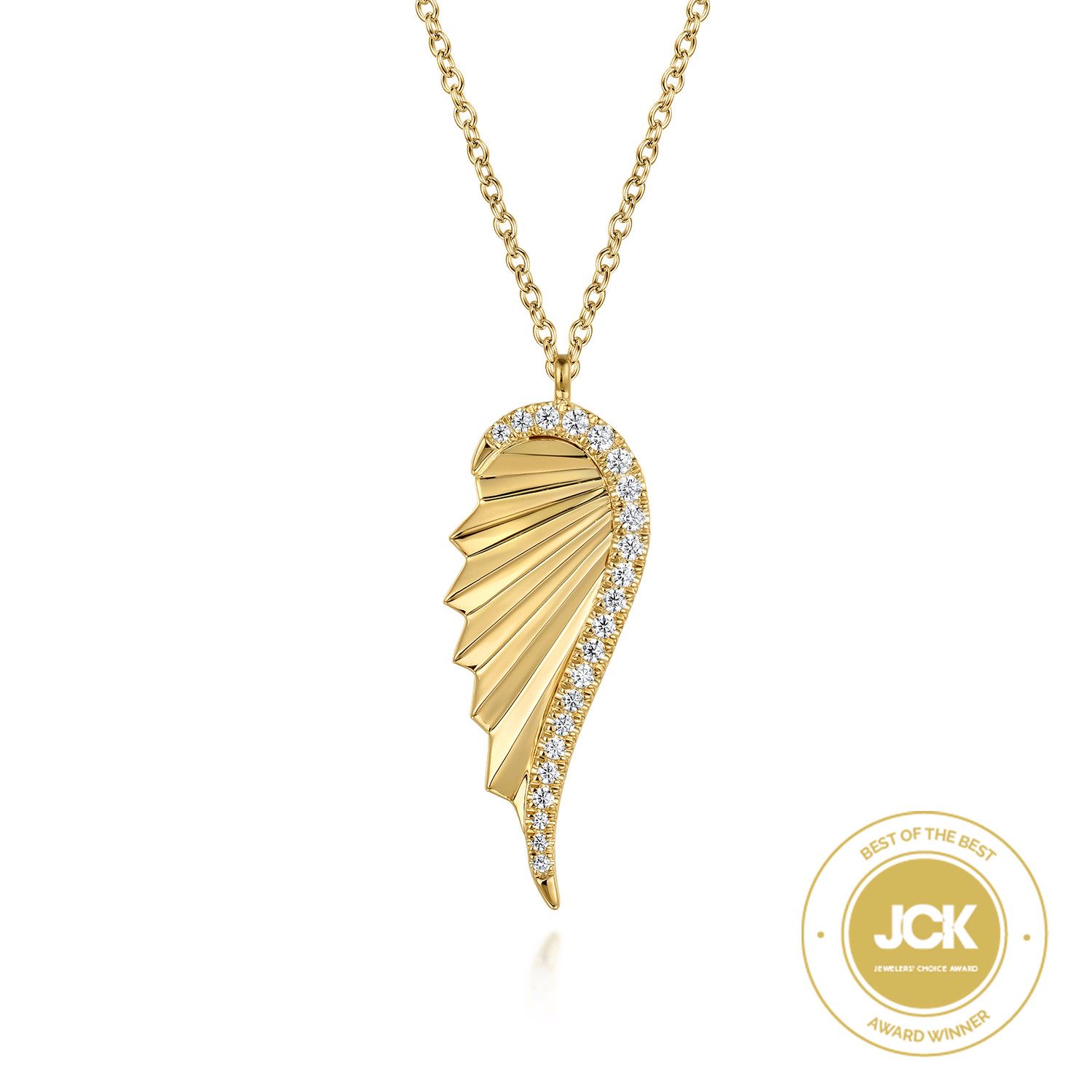 14KY Diamond Wing Pendant Necklace