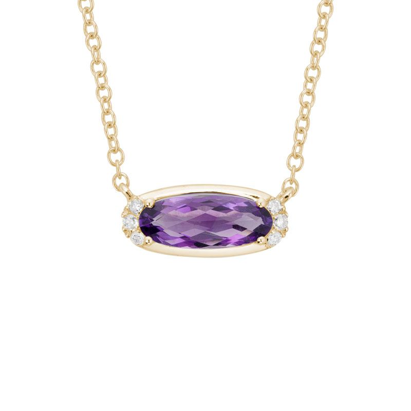 14KY Amethyst and Diamond Necklace