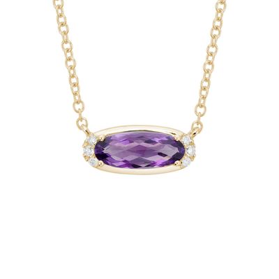 14KY Amethyst and Diamond Necklace
