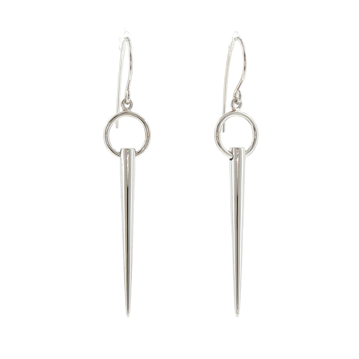 SS Circle and Spike Dangle Earrings