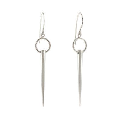 SS Circle and Spike Dangle Earrings