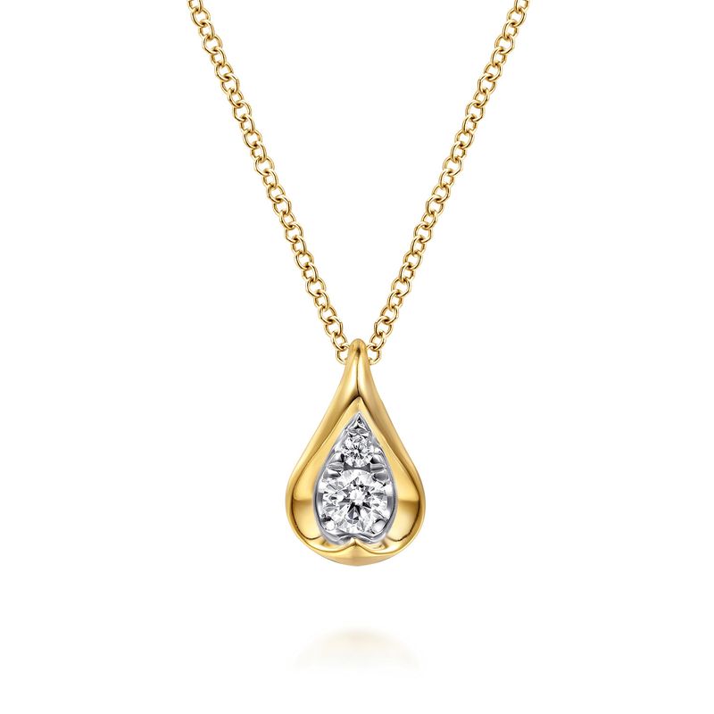 14KYW .18cttw Diamond Teardrop Pendant Necklace