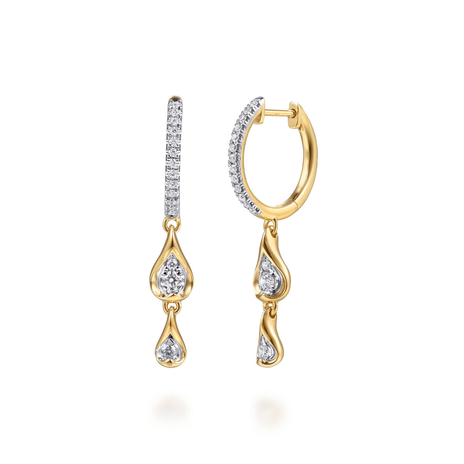 Teardrop Huggie Hoop Drops Diamond .37cttw