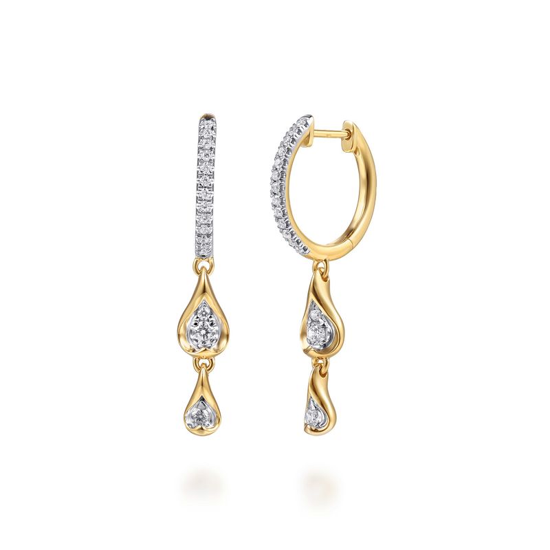 Teardrop Huggie Hoop Drops Diamond .37cttw