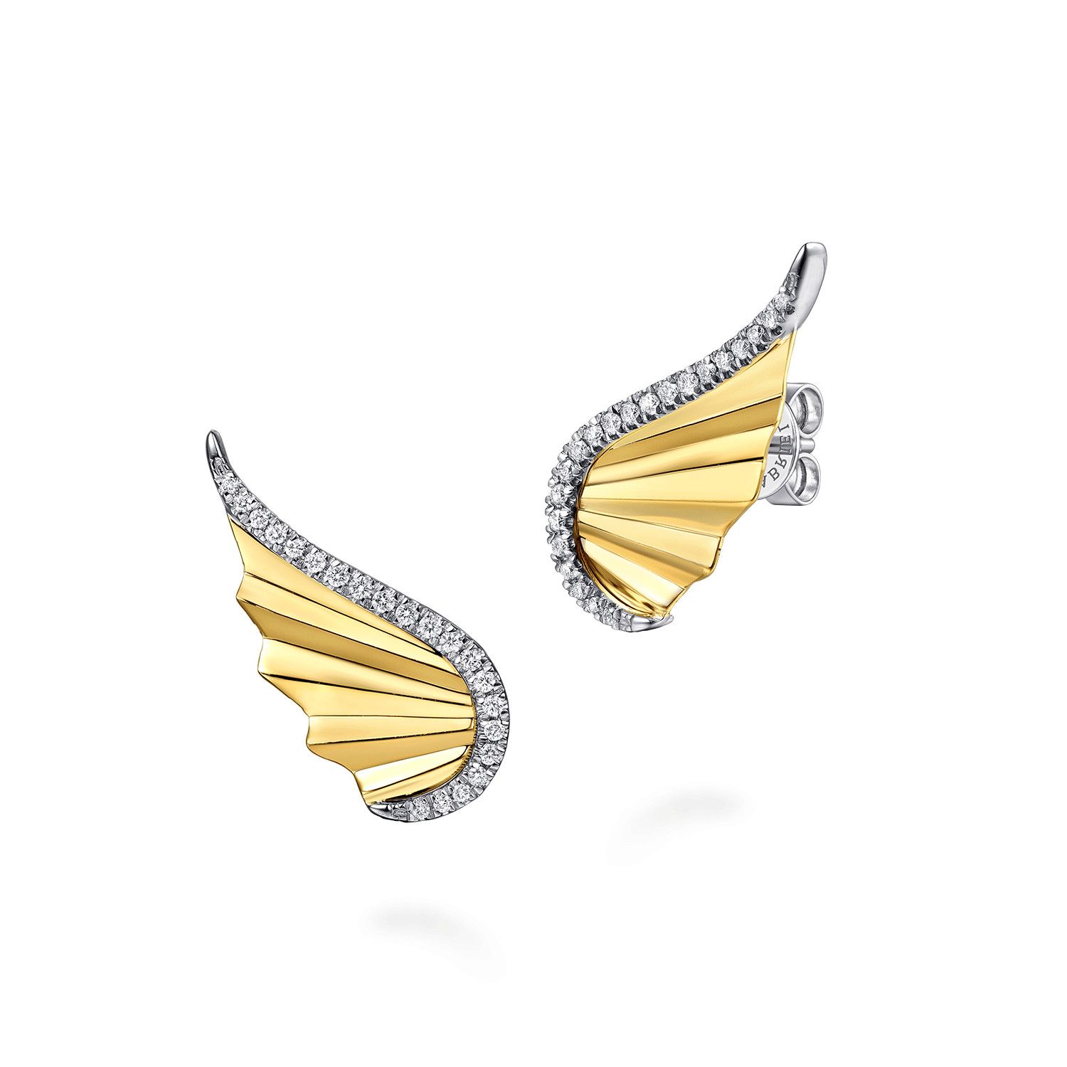 Two Tone Diamond Wing Earrings