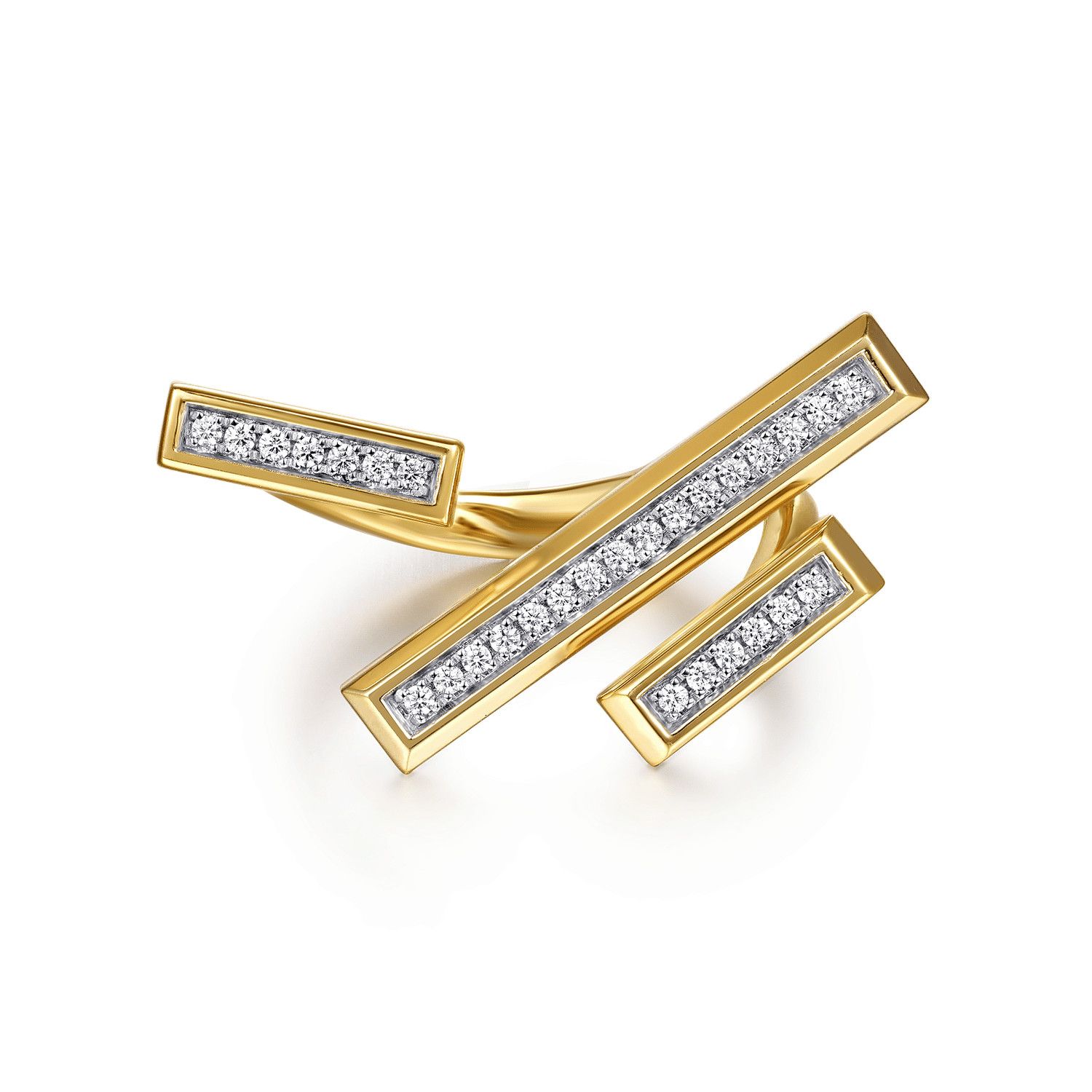 14KY Diamond Sticks Contemporary Ring .18cttw