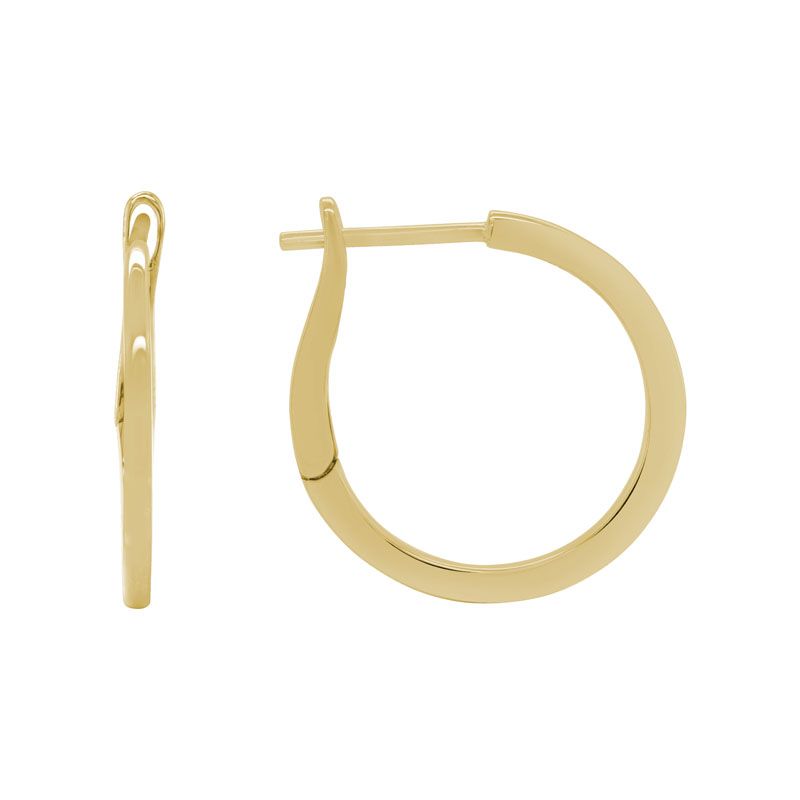 14KY 19mm Flat Hoop Leverback Earrings