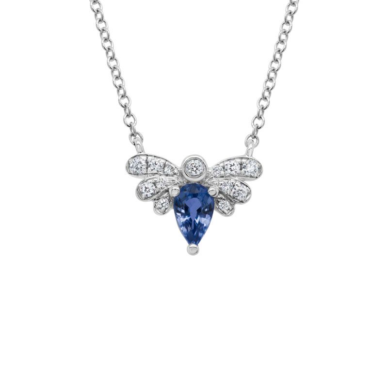 14KW Sapphire Bee Necklace