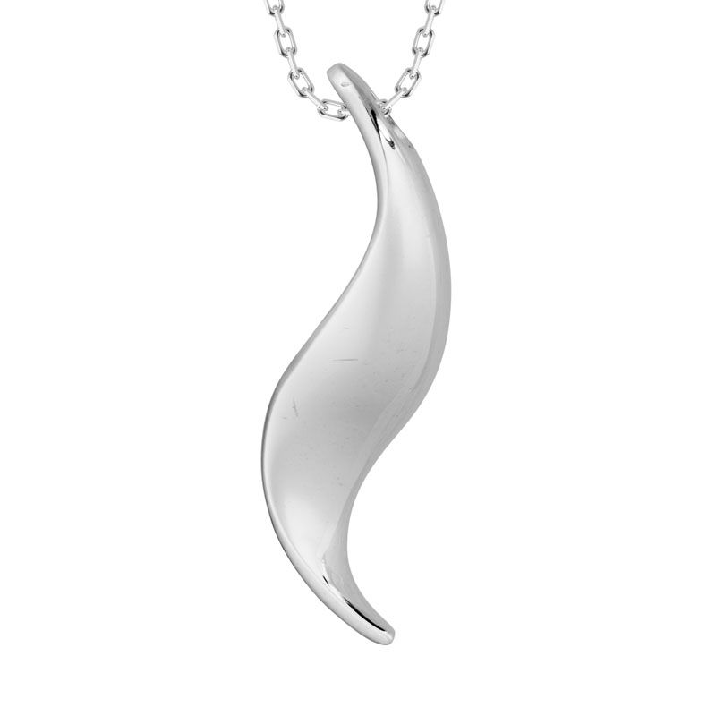SS Wavy Pendant 18" Necklace