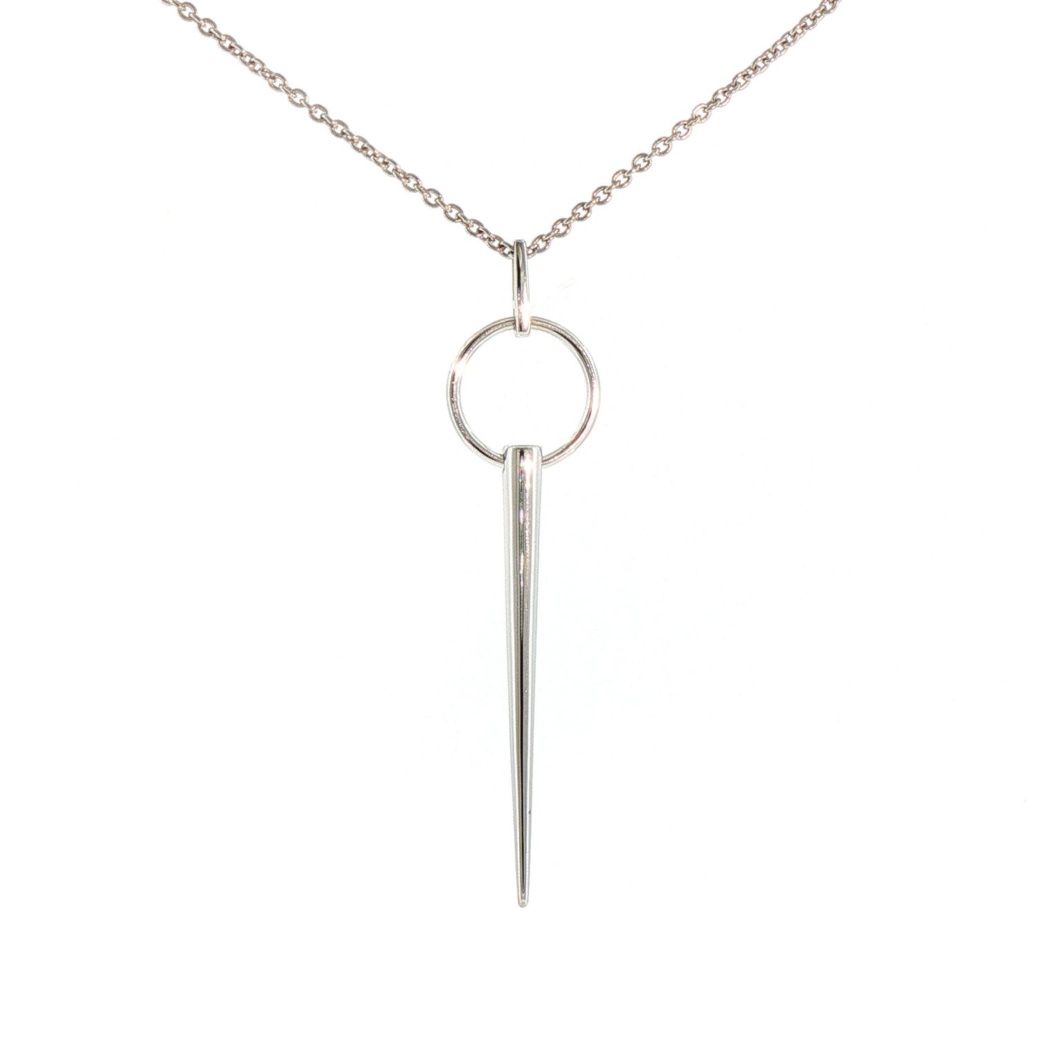 SS Circle and Spike Dangle 24" Necklace