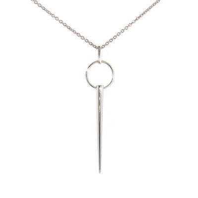 SS Circle and Spike Dangle 24" Necklace