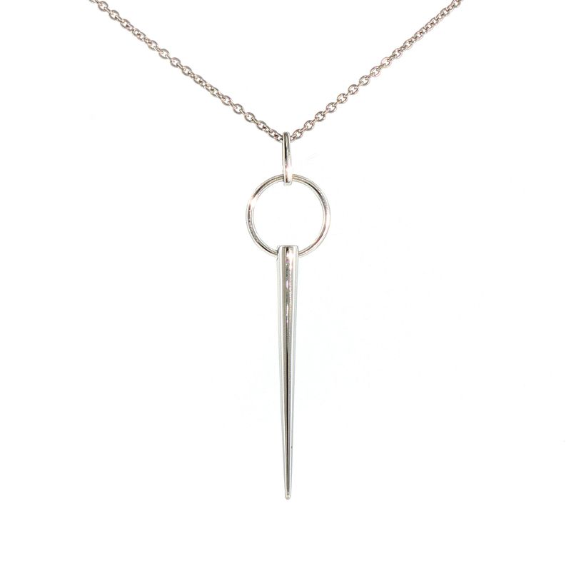 SS Circle and Spike Dangle 24" Necklace