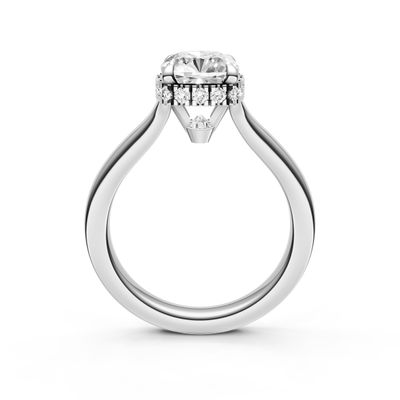 14KW 8mm Point of Love Floating Crown Secret Diamond Hidden Halo .19cttw Semi-Mount