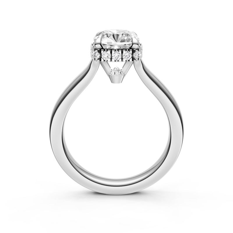 14KW 8mm Point of Love Floating Crown Secret Diamond Hidden Halo .19cttw Semi-Mount