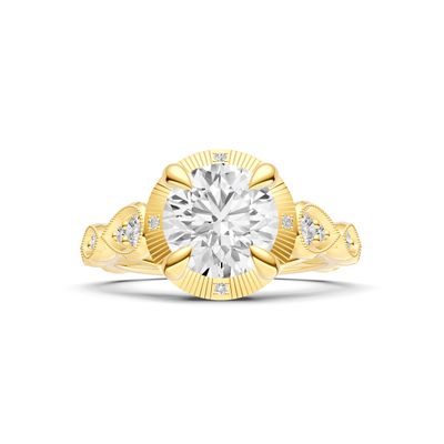 14KY 8mm Round MKS Vintage Diamond .27ct Semi-Mount
