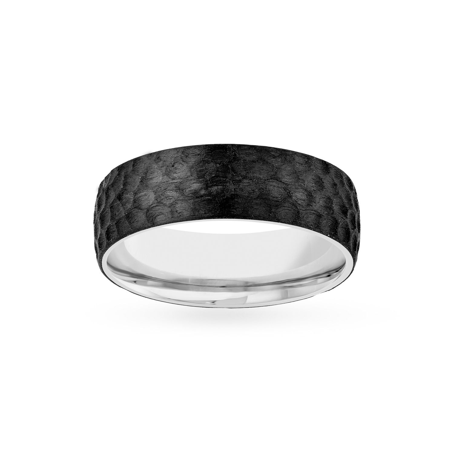 14KWBC 7mm Black Carbon Fiber Flat Honeycomb Band