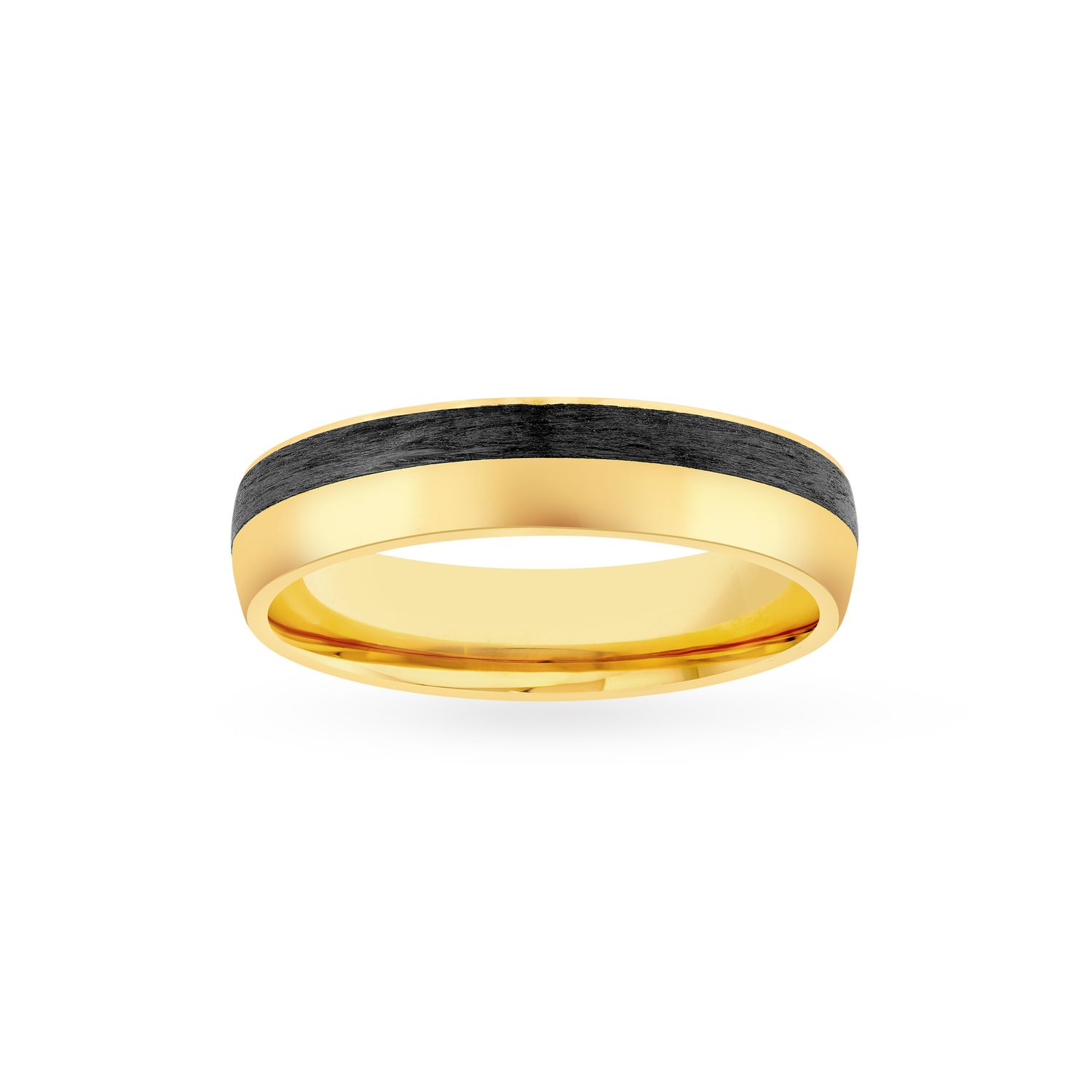 14KY 6mm Domed Gold and Carbon Fiber Band
