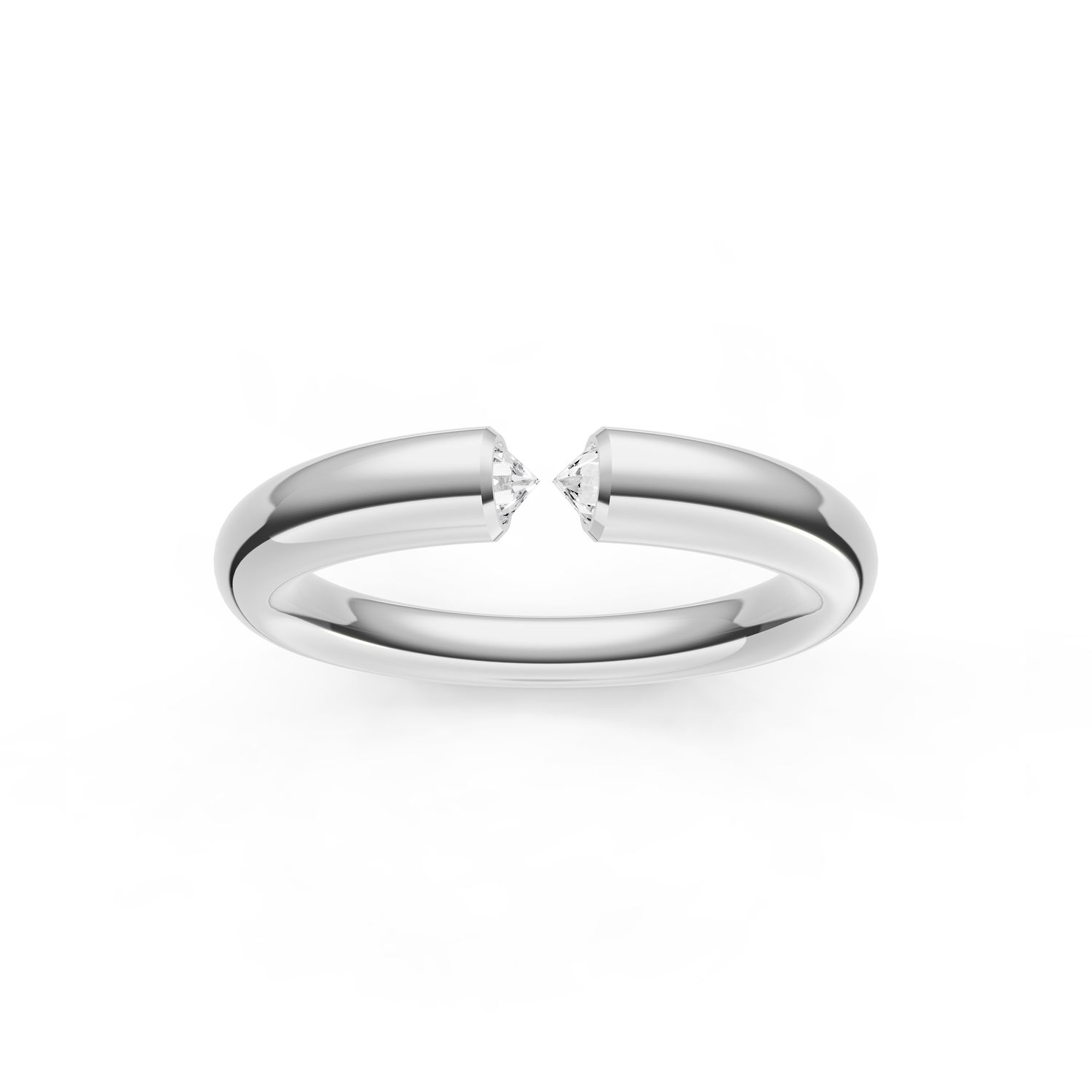 14KW 3mm Point Of Love Diamond Cuff Wedding Band