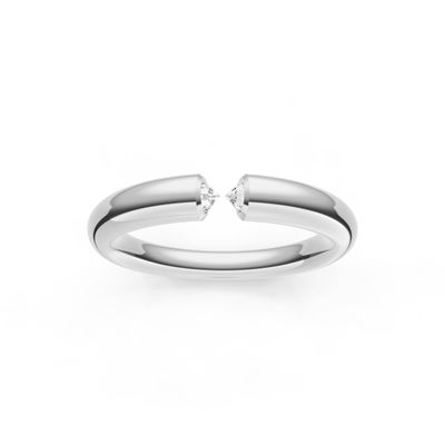 14KW 3mm Point Of Love Diamond Cuff Wedding Band