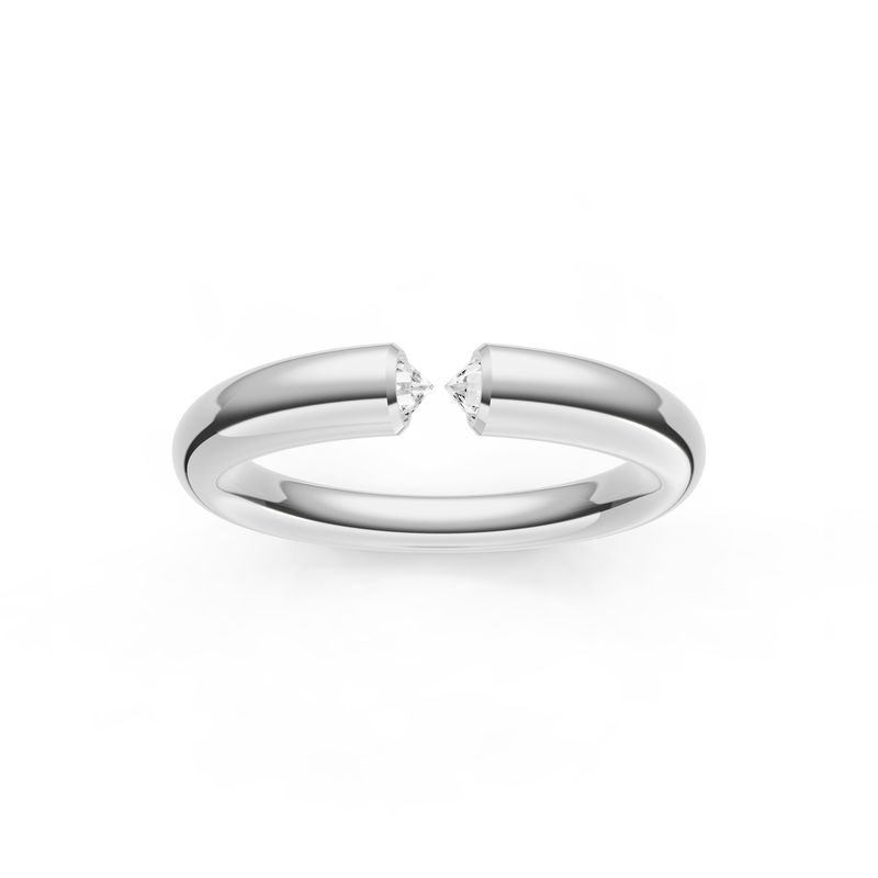 14KW 3mm Point Of Love Diamond Cuff Wedding Band