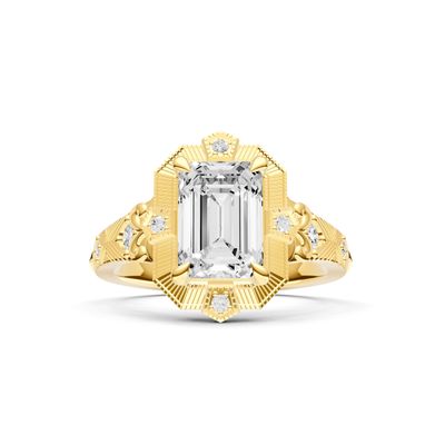 14KY Emerald Cut Fancy Gallery Vintage Semi-Mount