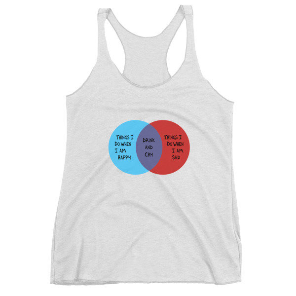 Drink and Cry Women&#39;s Racerback Tank (White Heather)