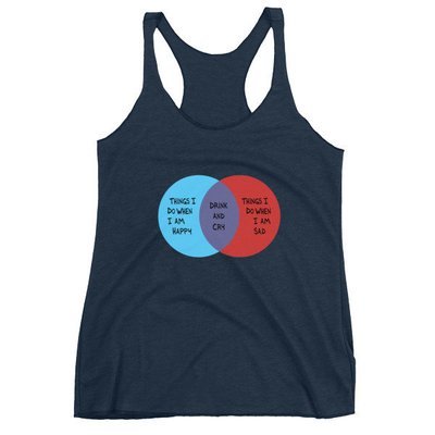 Drink and Cry Women's Racerback Tank (Navy)