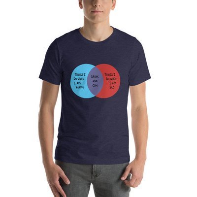 Drink and Cry Unisex T-Shirt (Midnight Navy Heather)