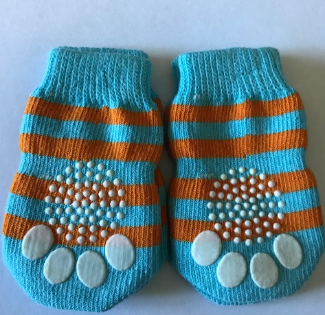 Indoor Dog Socks - Blue/Orange