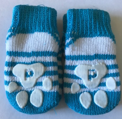 Indoor Dog Socks - Blue with stripes