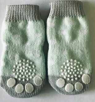 Indoor Dog Socks - Green and Grey