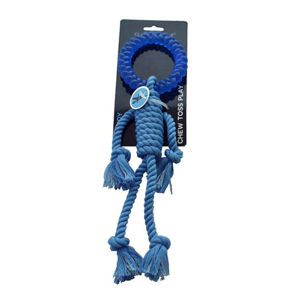 Scream Rope Man with Ring Head Tug Toy, Colour: Blue
